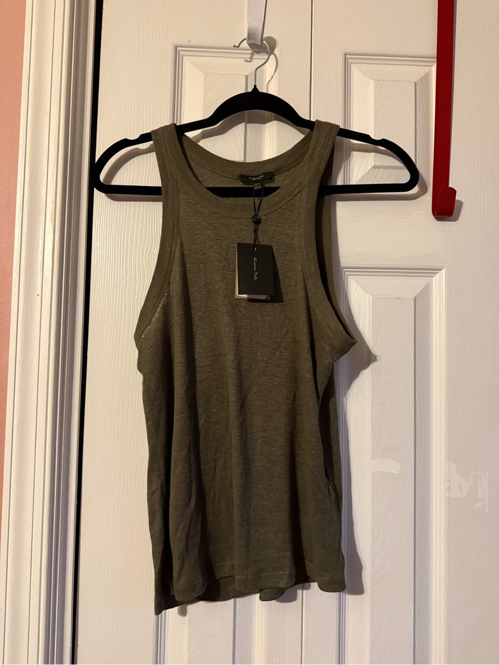 Massimo Dutti Olive Green Ribbed Tank XS